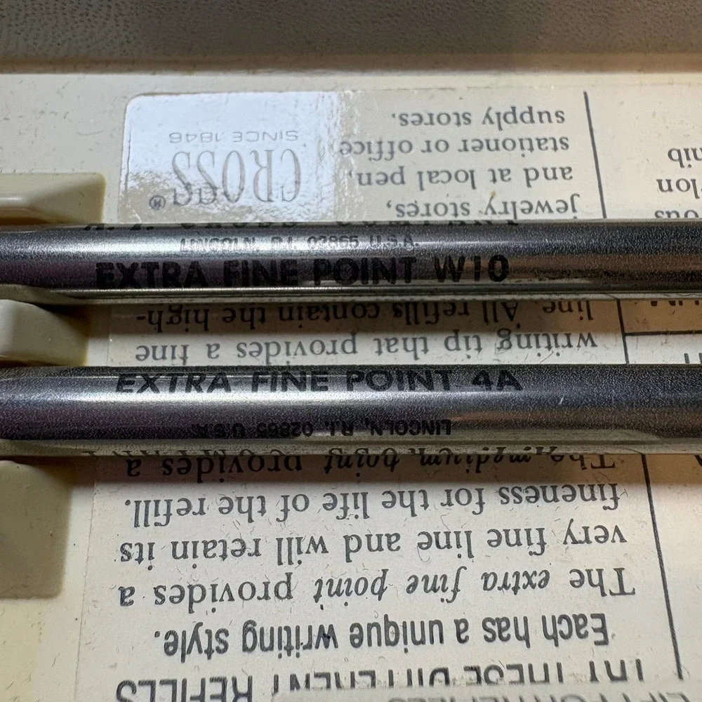 Vintage 2 pack Cross Pen Refills Extra Fine Point 4A W10 Porous Nylon nib Black‎